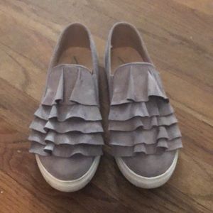 Grey ruffle sneakers